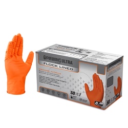 AMMEX CORPORATION Gloveworks Ultra Flock Lined RDT Orange Nitrile PF Ind Gloves 2X-Large | Buy Online | AMMEX CORPORATION | Fisher Scientific